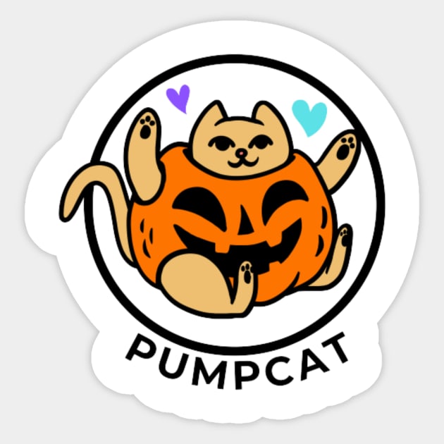 Pumpcat TShirt - Cat In Pumpkin Happy Sticker by Magnus28